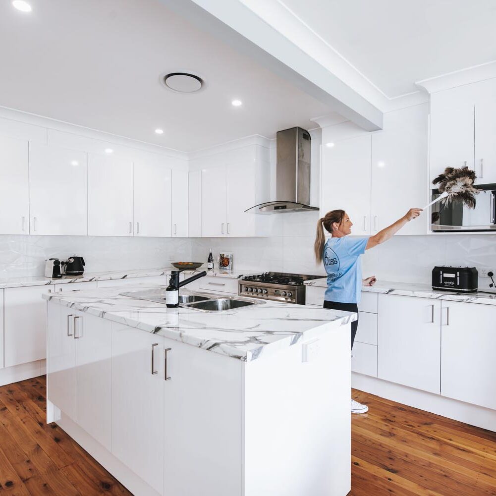 bliss cleaner dusting kitchen